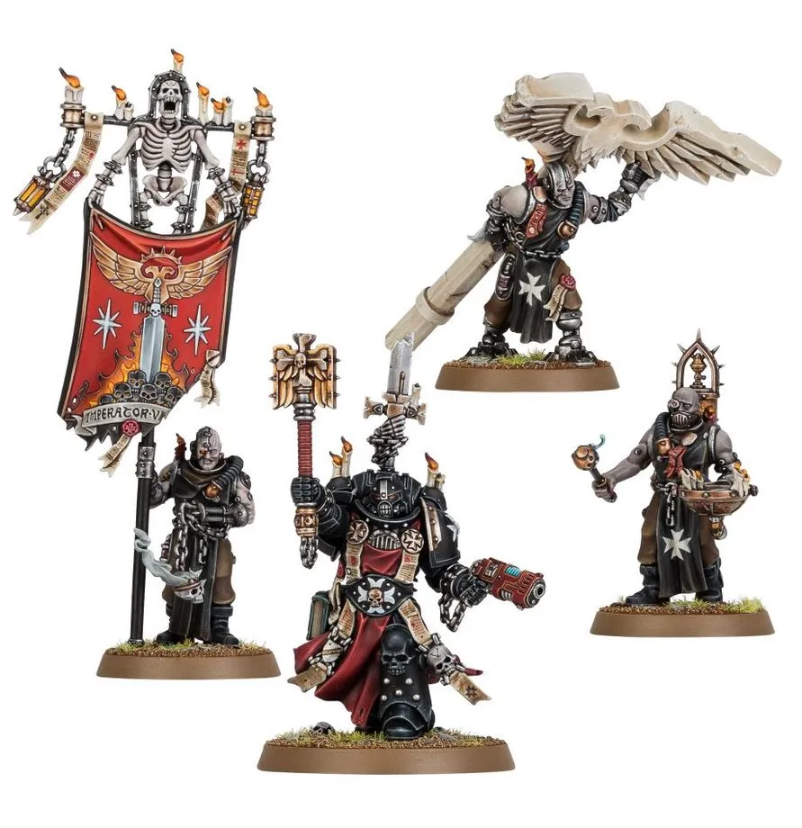GW - BLACK TEMPLARS: CHAPLAIN GRIMALDUS & RETINUE